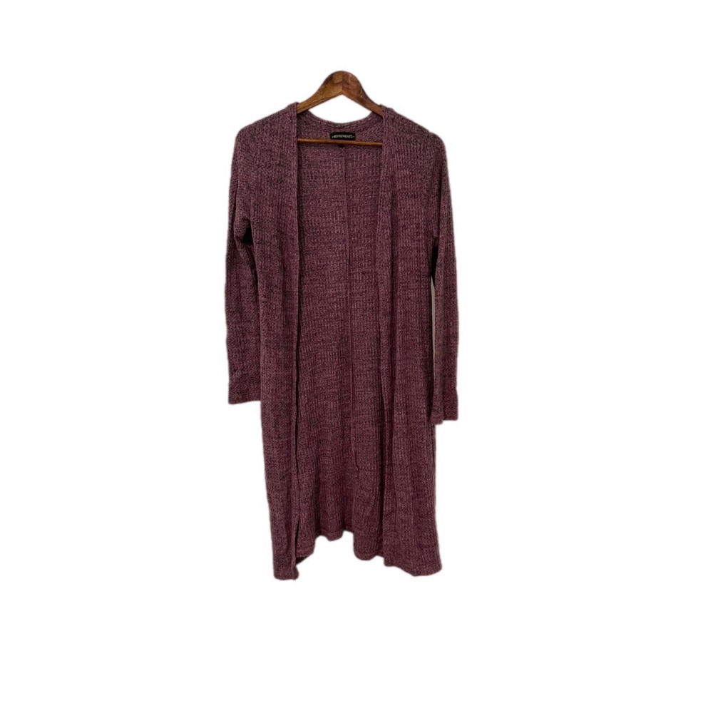 Inspired Hearts Cardigan Womens Medium Purple Excellent Waffle Knit Duster Long
